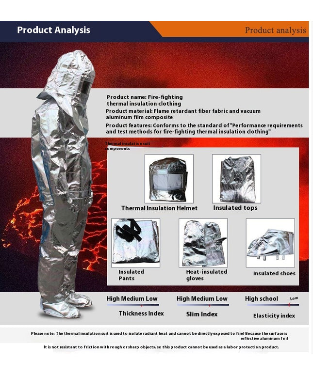 Fireproof Insulation Clothing Fireproof Suit Aluminum Foil Suit 1000 Degrees Heat Insulation Suit High Temperature Insulation Workwear Anti-High Temperature