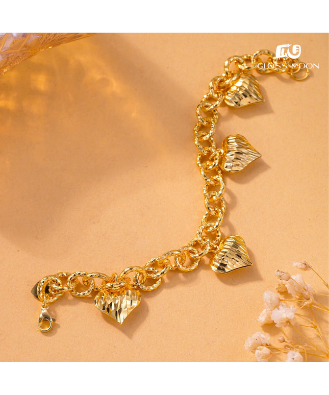 Glossmoon European and American Cross-Border Hot-Selling Jewelry Simple Metal Design Women's Bracelet Large Heart High-End Feel Love Thick Bracelet