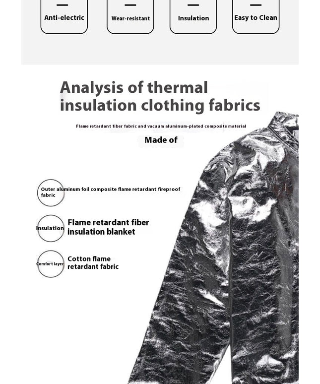 Fireproof Insulation Clothing 500°C 1000°C High Temperature Protective Workwear Anti-scald Fireproof Clothing Aramid Aluminum Foil Heat-resistant