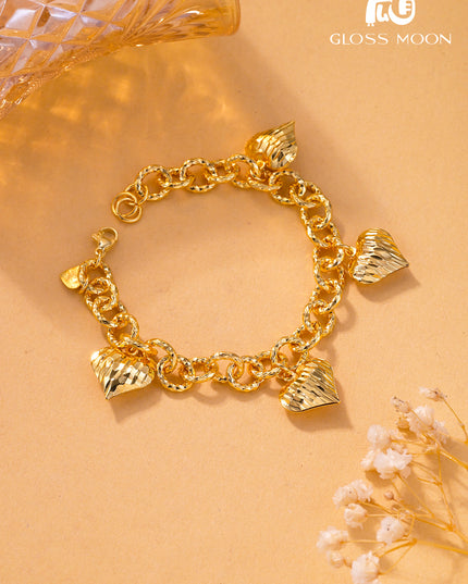 Glossmoon European and American Cross-Border Hot-Selling Jewelry Simple Metal Design Women's Bracelet Large Heart High-End Feel Love Thick Bracelet