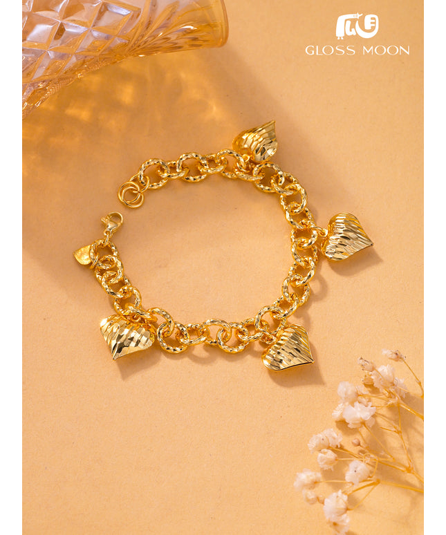 Glossmoon European and American Cross-Border Hot-Selling Jewelry Simple Metal Design Women's Bracelet Large Heart High-End Feel Love Thick Bracelet