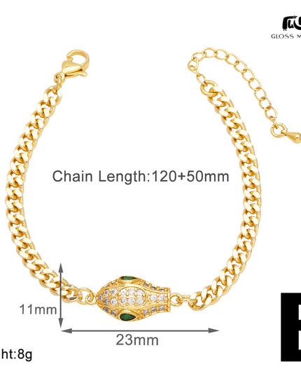 Glossmoon European and American Cross-Border Simple Fashion Snake-Shaped Bracelet for Women, Niche Design with Zircon Inlay, Gold-Plated High-End Jewelry BRM34（副本）