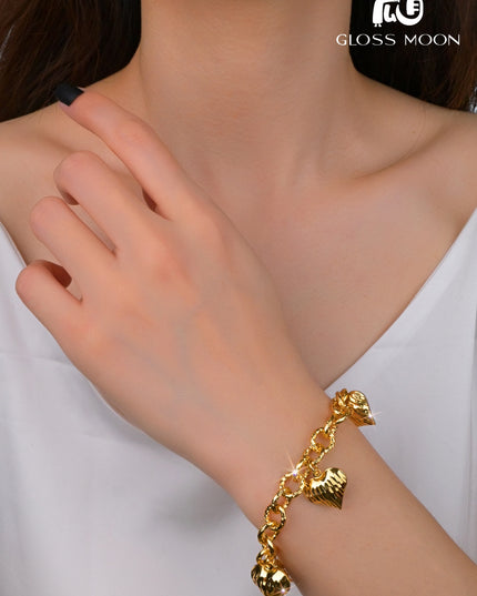 Glossmoon European and American Cross-Border Hot-Selling Jewelry Simple Metal Design Women's Bracelet Large Heart High-End Feel Love Thick Bracelet