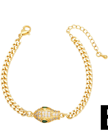Glossmoon European and American Cross-Border Simple Fashion Snake-Shaped Bracelet for Women, Niche Design with Zircon Inlay, Gold-Plated High-End Jewelry BRM34（副本）