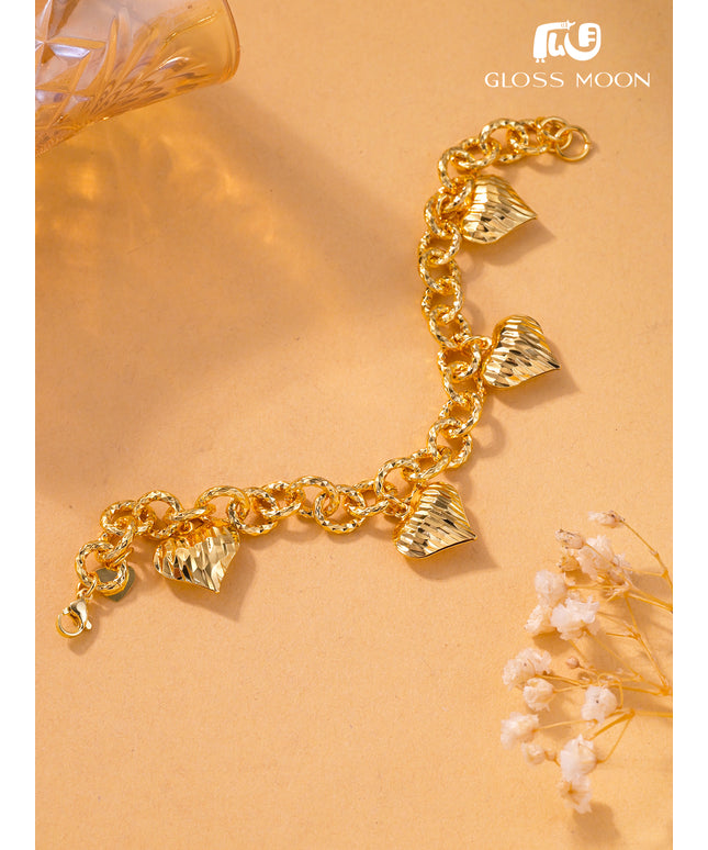 Glossmoon European and American Cross-Border Hot-Selling Jewelry Simple Metal Design Women's Bracelet Large Heart High-End Feel Love Thick Bracelet