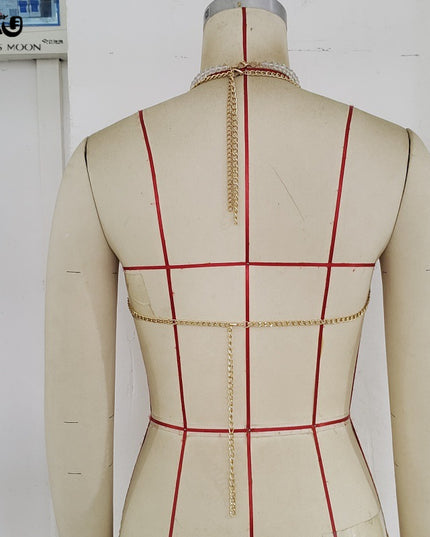 Glossmoon New Colorful Beads Gemstone Heavy Craft Sexy Hot Girl Tank Top Vest Chest Chain Bikini Nightclub Beach Bikini Jewelry