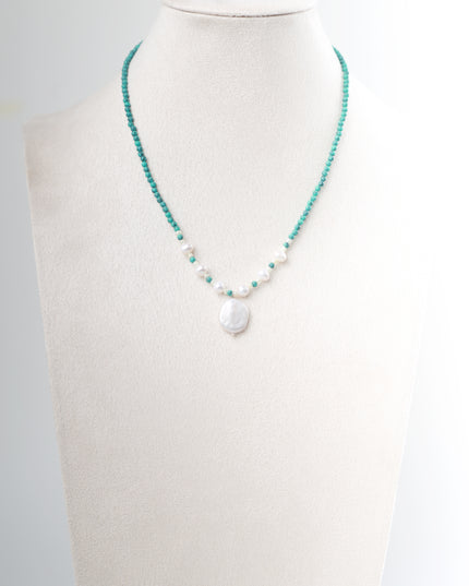 Women's necklace gloss moon turquoise pearl necklace Unusual New Year and birthday gift