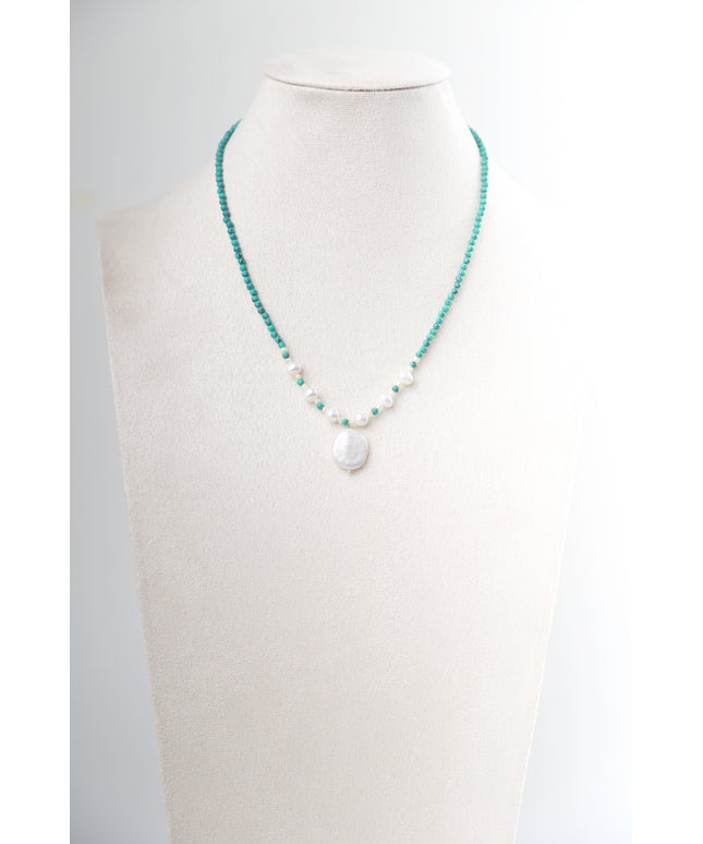 Women's necklace gloss moon turquoise pearl necklace Unusual New Year and birthday gift