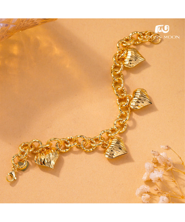 Glossmoon European and American Cross-Border Hot-Selling Jewelry Simple Metal Design Women's Bracelet Large Heart High-End Feel Love Thick Bracelet