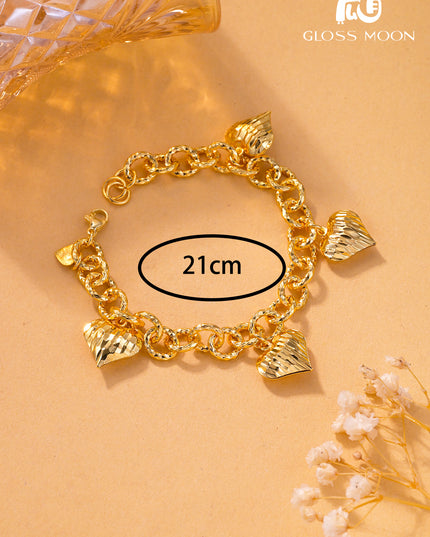 Glossmoon European and American Cross-Border Hot-Selling Jewelry Simple Metal Design Women's Bracelet Large Heart High-End Feel Love Thick Bracelet