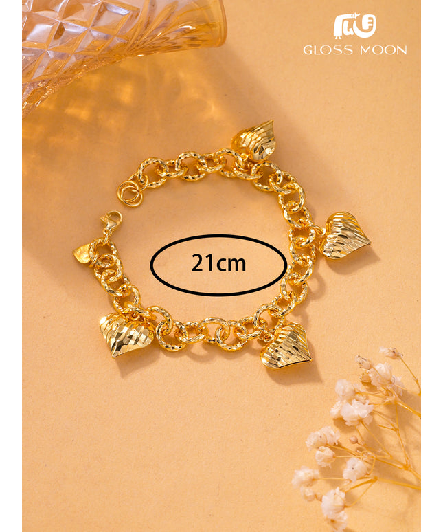 Glossmoon European and American Cross-Border Hot-Selling Jewelry Simple Metal Design Women's Bracelet Large Heart High-End Feel Love Thick Bracelet