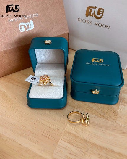 Gloss Moon rotatable ring Jewelry, Internet Celebrity Rotating Purple Plum Blossom Zircon Flower, Niche Fashion New Style