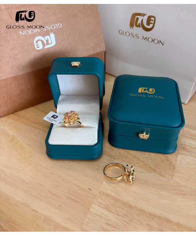 Gloss Moon rotatable ring Jewelry, Internet Celebrity Rotating Purple Plum Blossom Zircon Flower, Niche Fashion New Style