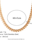 Leaf Fish Tail Chain Necklace 40cm+5cm-Gold