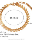 Leaf Fish Tail Chain Bracelet 16cm+5cm-Gold