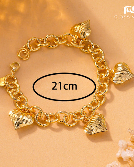 Glossmoon European and American Cross-Border Hot-Selling Jewelry Simple Metal Design Women's Bracelet Large Heart High-End Feel Love Thick Bracelet