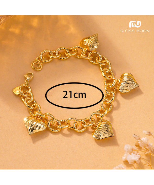 Glossmoon European and American Cross-Border Hot-Selling Jewelry Simple Metal Design Women's Bracelet Large Heart High-End Feel Love Thick Bracelet