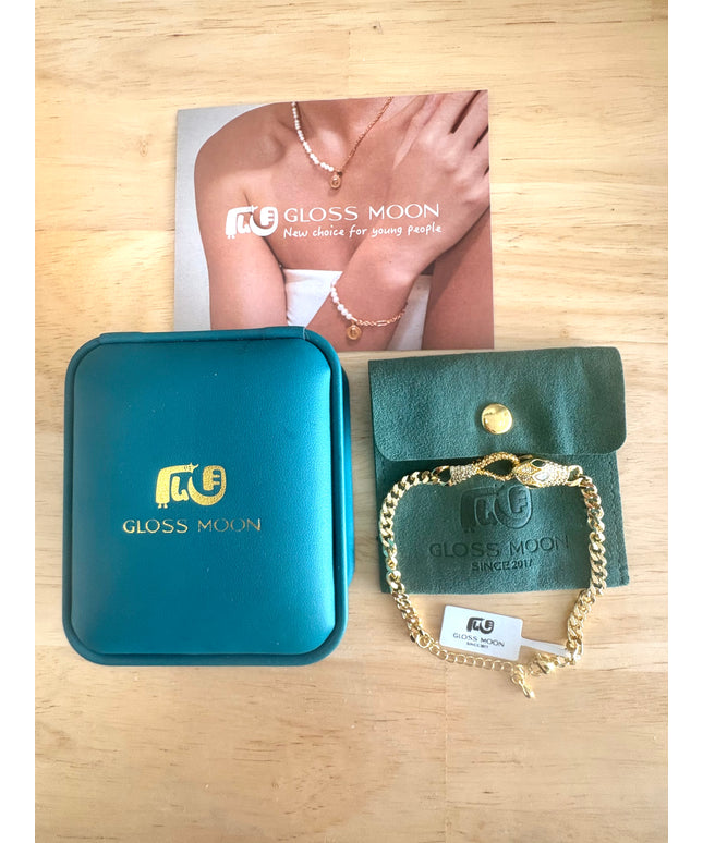 Glossmoon European and American Cross-Border Simple Fashion Snake-Shaped Bracelet for Women, Niche Design with Zircon Inlay, Gold-Plated High-End Jewelry BRM34（副本）