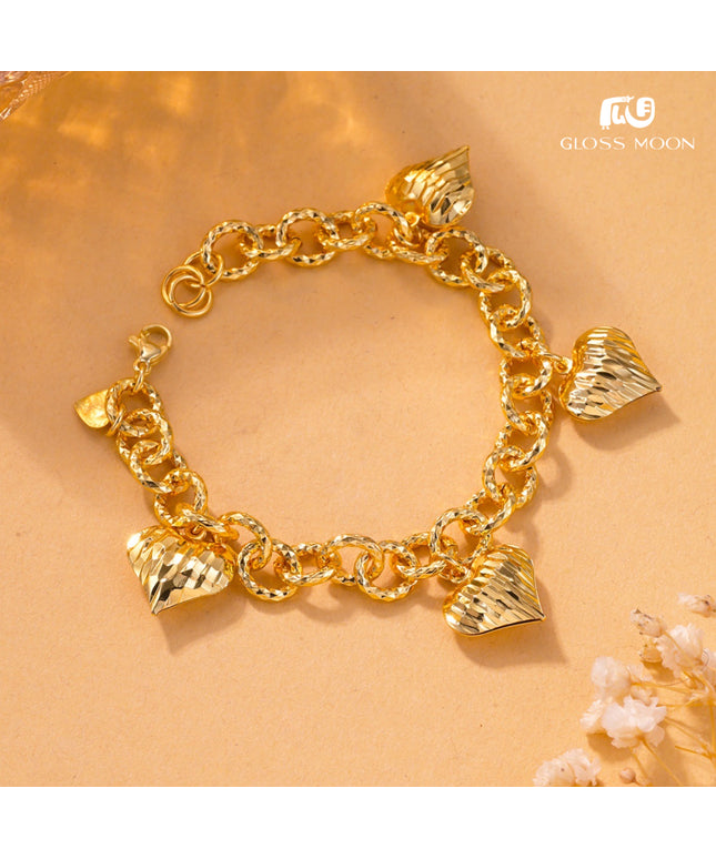 Glossmoon European and American Cross-Border Hot-Selling Jewelry Simple Metal Design Women's Bracelet Large Heart High-End Feel Love Thick Bracelet