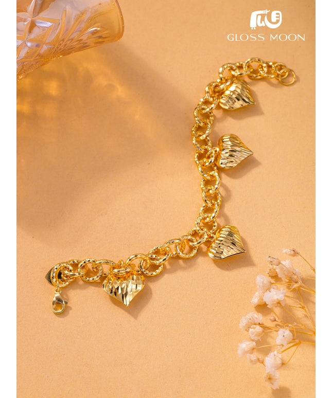 Glossmoon European and American Cross-Border Hot-Selling Jewelry Simple Metal Design Women's Bracelet Large Heart High-End Feel Love Thick Bracelet