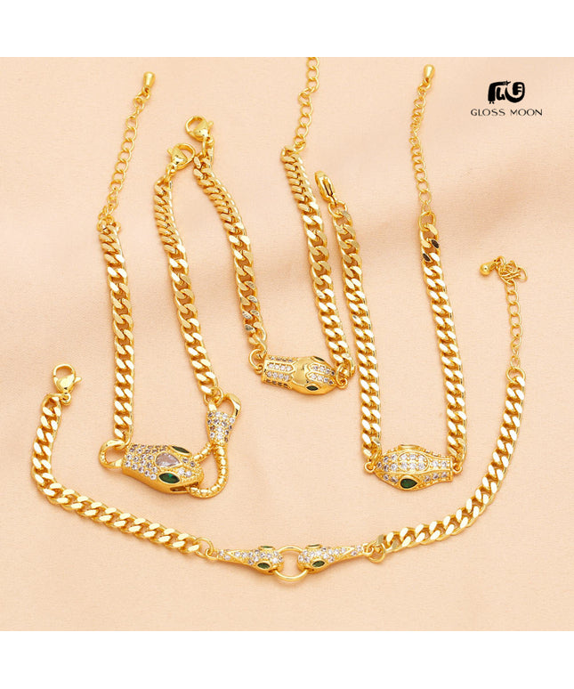 Glossmoon European and American Cross-Border Simple Fashion Snake-Shaped Bracelet for Women, Niche Design with Zircon Inlay, Gold-Plated High-End Jewelry BRM34（副本）