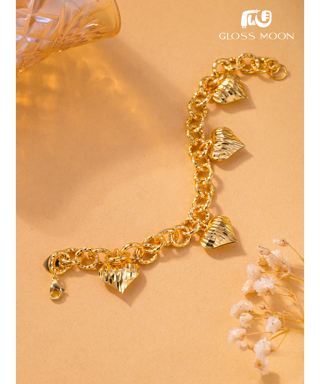 Glossmoon European and American Cross-Border Hot-Selling Jewelry Simple Metal Design Women's Bracelet Large Heart High-End Feel Love Thick Bracelet