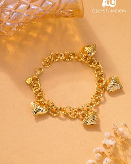 Glossmoon European and American Cross-Border Hot-Selling Jewelry Simple Metal Design Women's Bracelet Large Heart High-End Feel Love Thick Bracelet