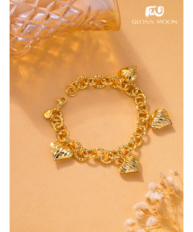 Glossmoon European and American Cross-Border Hot-Selling Jewelry Simple Metal Design Women's Bracelet Large Heart High-End Feel Love Thick Bracelet