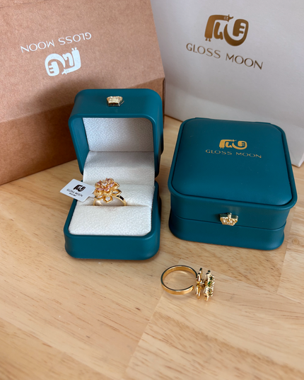 Gloss Moon rotatable ring Jewelry, Internet Celebrity Rotating Purple Plum Blossom Zircon Flower, Niche Fashion New Style