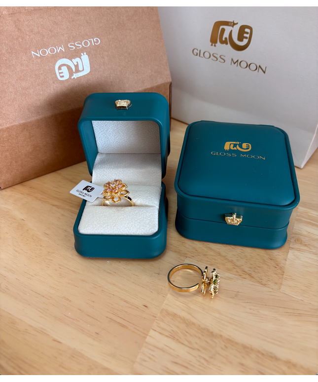 Gloss Moon rotatable ring Jewelry, Internet Celebrity Rotating Purple Plum Blossom Zircon Flower, Niche Fashion New Style