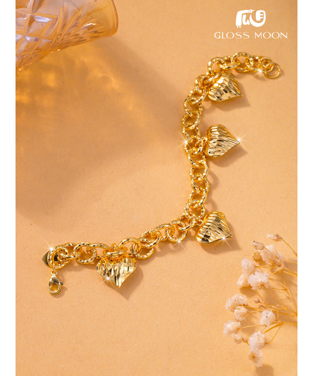 Glossmoon European and American Cross-Border Hot-Selling Jewelry Simple Metal Design Women's Bracelet Large Heart High-End Feel Love Thick Bracelet