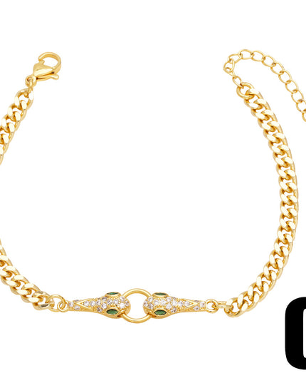 Glossmoon European and American Cross-Border Simple Fashion Snake-Shaped Bracelet for Women, Niche Design with Zircon Inlay, Gold-Plated High-End Jewelry BRM34（副本）