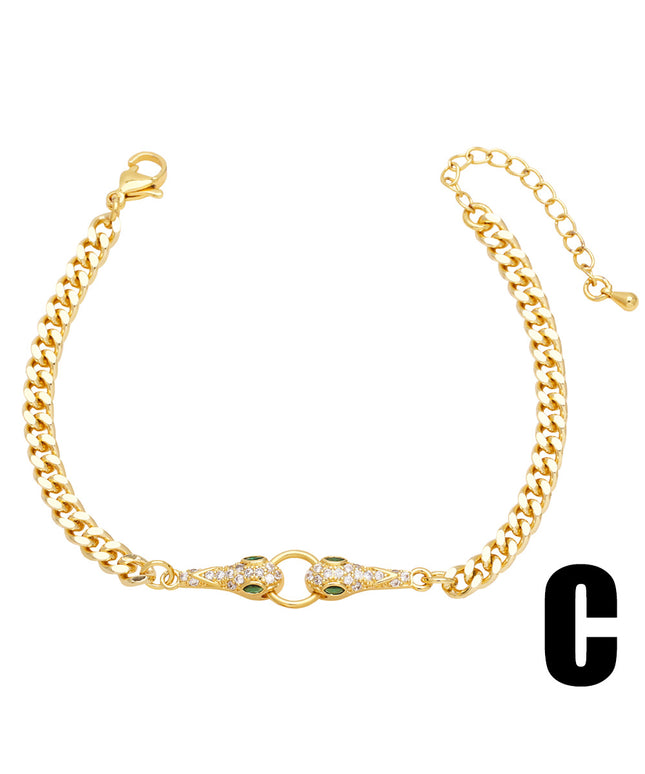 Glossmoon European and American Cross-Border Simple Fashion Snake-Shaped Bracelet for Women, Niche Design with Zircon Inlay, Gold-Plated High-End Jewelry BRM34（副本）
