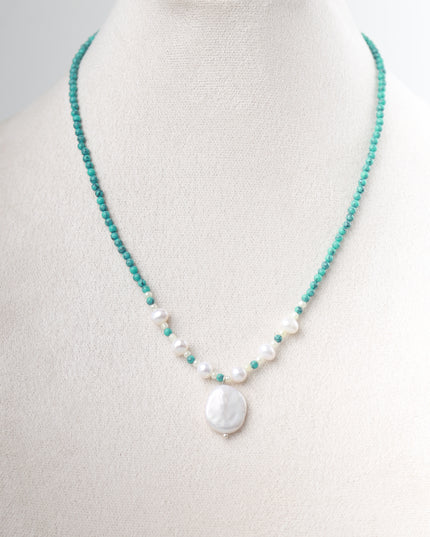 Women's necklace gloss moon turquoise pearl necklace Unusual New Year and birthday gift