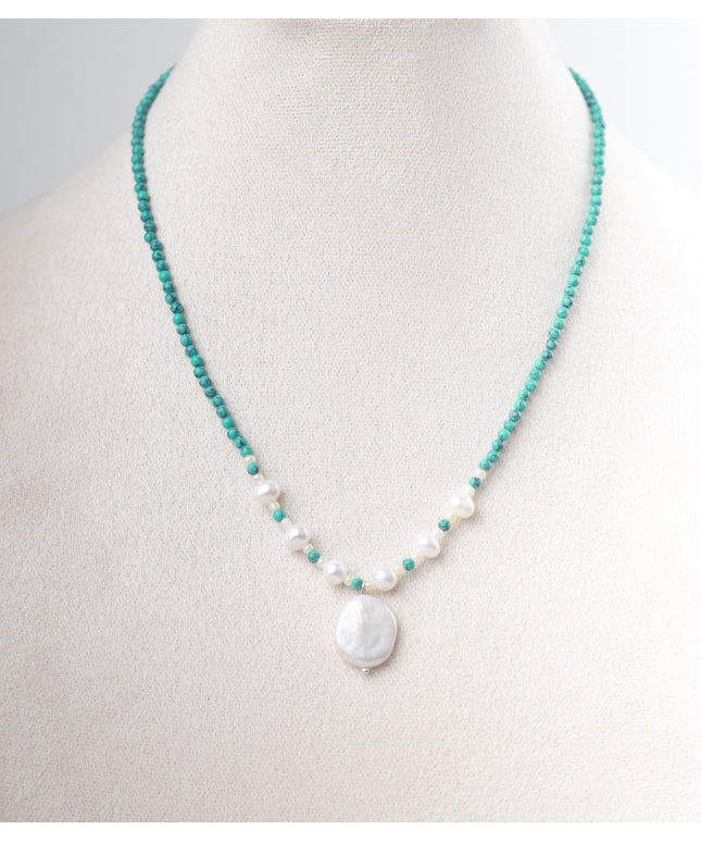 Women's necklace gloss moon turquoise pearl necklace Unusual New Year and birthday gift