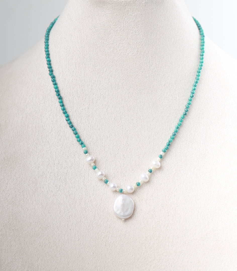 Women's necklace gloss moon turquoise pearl necklace Unusual New Year and birthday gift