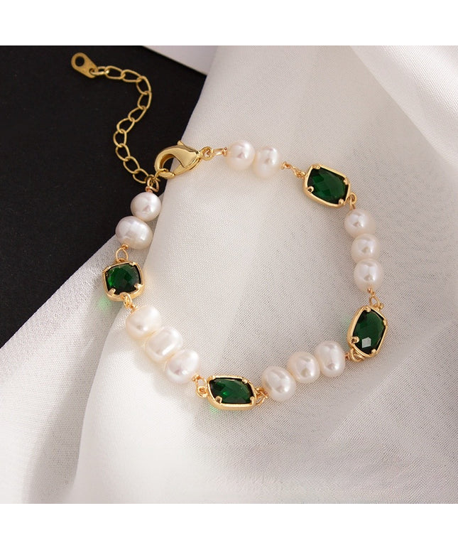 Emerald and Pearl Bracelet