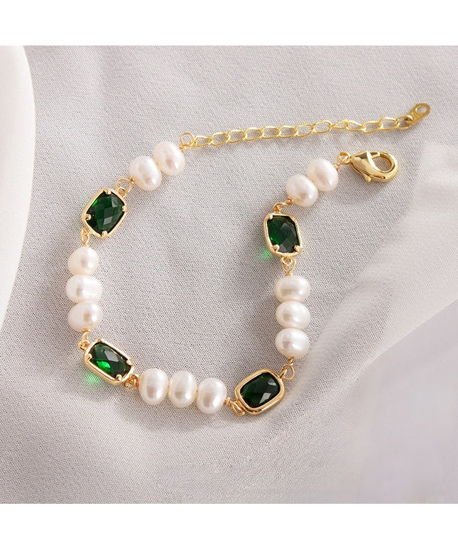 Emerald and Pearl Bracelet