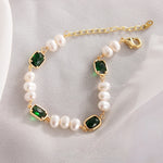 Load image into Gallery viewer, Emerald and Pearl Bracelet
