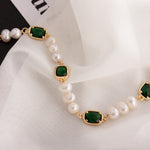 Load image into Gallery viewer, Emerald and Pearl Bracelet
