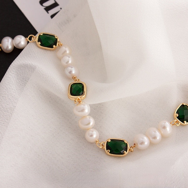 Emerald and Pearl Bracelet