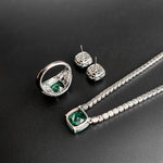 Load image into Gallery viewer, S925 silver simulation green earrings ring set
