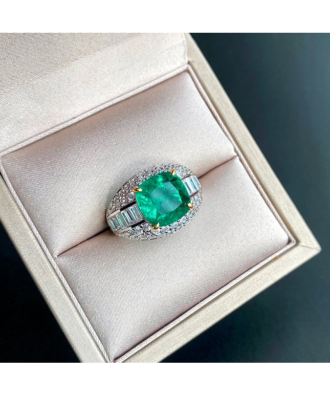S925 silver simulation green earrings ring set