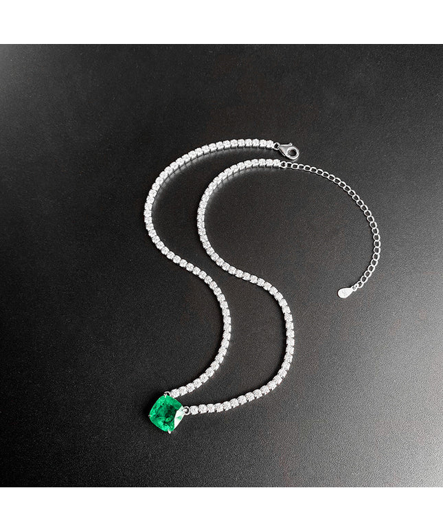S925 silver simulation green earrings ring set