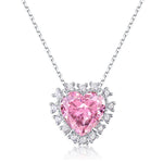 Load image into Gallery viewer, High-end jewelry pink heart-shaped 10*10MM high carbon diamond pendant 925 silver necklace
