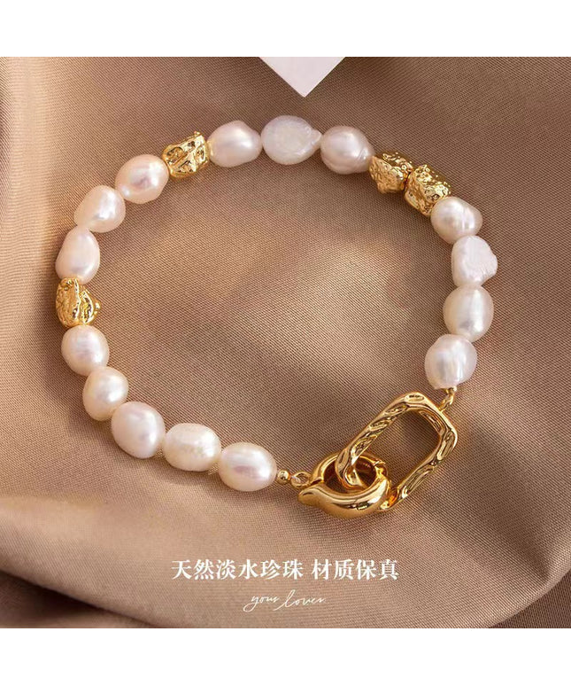 Natural freshwater pearl bracelet Baroque French European and American style ins niche light luxury non-fading