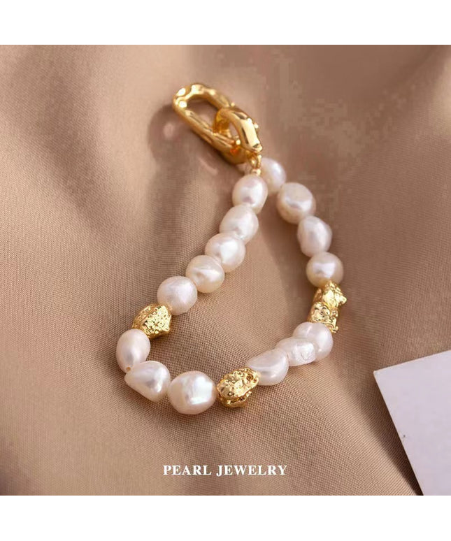 Natural freshwater pearl bracelet Baroque French European and American style ins niche light luxury non-fading