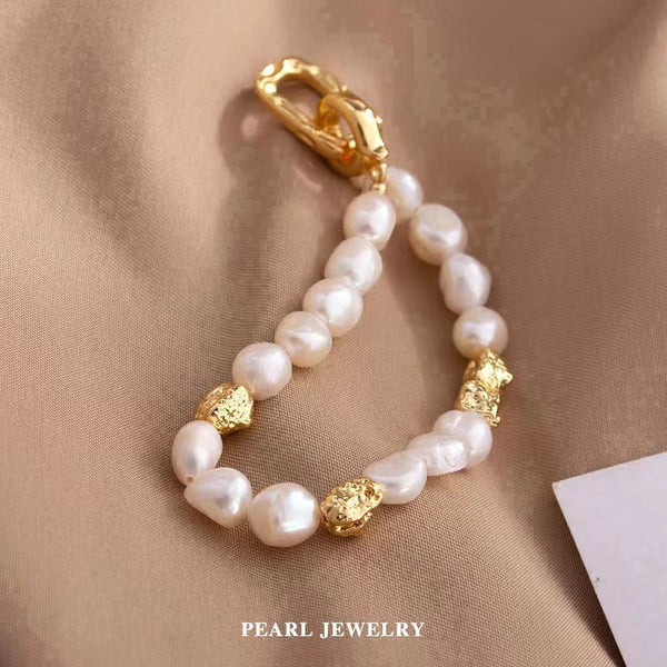 Natural freshwater pearl bracelet Baroque French European and American style ins niche light luxury non-fading