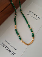 Load image into Gallery viewer, S925 sterling silver plated with 18k real gold｜Synthetic emerald｜Chain length 38+6cm
