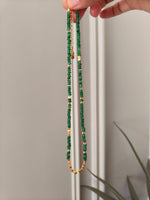 Load image into Gallery viewer, S925 sterling silver plated with 18k real gold｜Synthetic emerald｜Chain length 38+6cm
